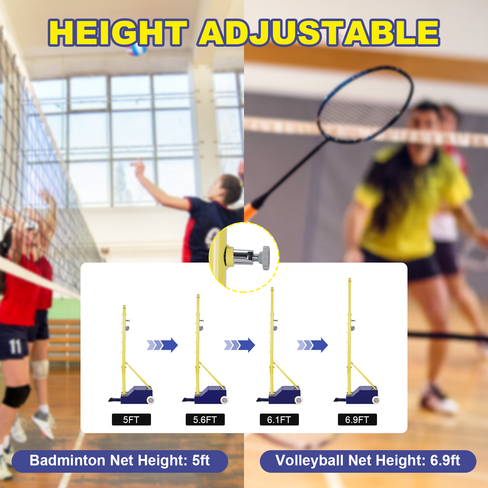 Volleyball Poles Heavy Duty Ba - Badminton Netting reseña y precio