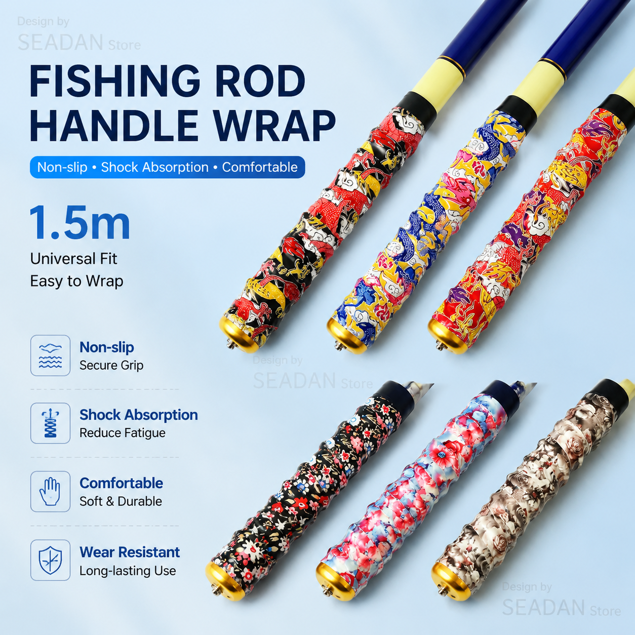 1.5m Floral Dragon Pattern Fis - Badminton Grip Tape reseña y precio